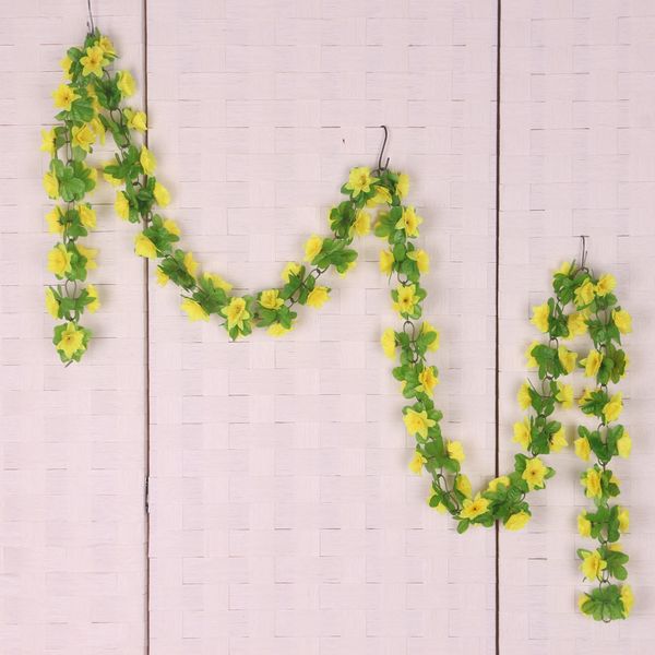 

2xartificial narcissus wall hanging silk flower vine in/outdoor decor yellow