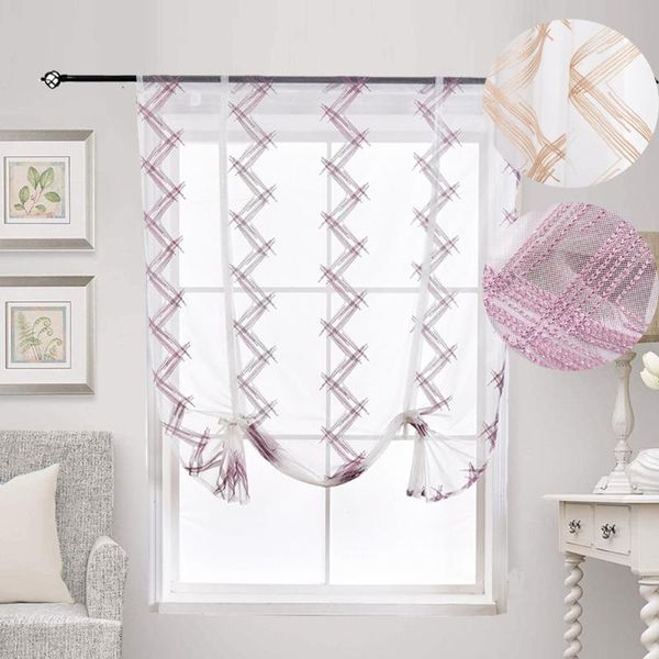 

curtain & drapes kitchen roman curtains shiny sliver line embroidered sheer tulle living room balcony voile valance blind