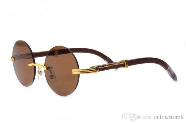 

france brand design round sunglasses men wood bamboo and metal circle frame buffalo horn black brown clear lenses eyewear lunettes, White;black