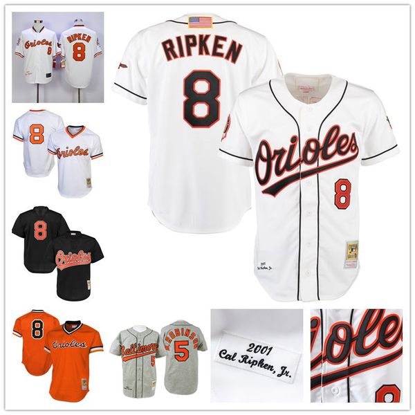 

Vintage Baltimore #8 Cal Ripken Jr. Orioles Brooks Robinson Hemp Gray 1966 1985 1988 1989 2001's Baseball Jerseys