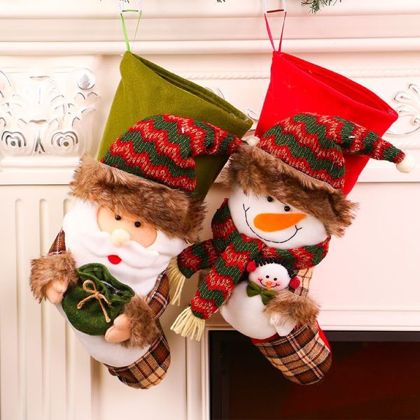 Knitted Snowman Dolly Christmas Stockings 2 Designs Santa Claus