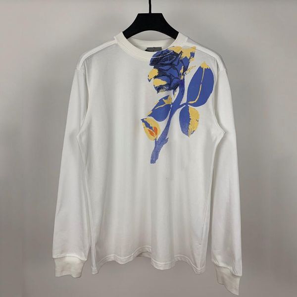 

20ss rose flower printed crewneck long sleeve sweatshirt spring autumn pullover fashion casual men women street sweater t-shirt hfymwy341, Black