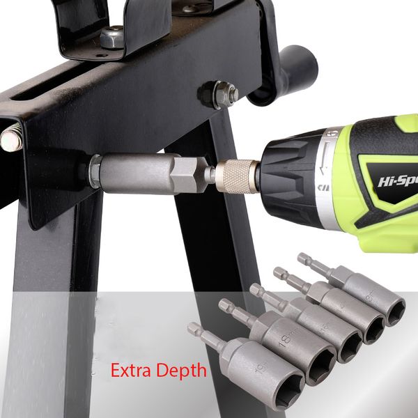 

hi-spec 5-19mm extra long and extra depth hex socket sleeve nozzles nut driver set drill bit adapter electric wrench socket head