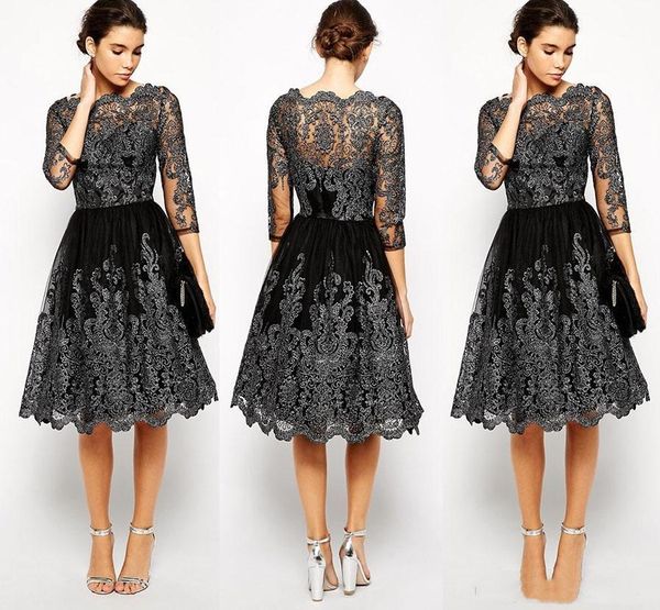 

new short lace appliques mother of bride groom dresses evening dress half sleeves a line bateau mother dresses, Black;red