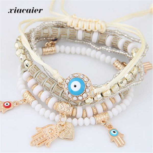 

xiacaier bohemia natural beads bracelets for women diy charm bracelets statement jewelry strand wholesale accessories, Golden;silver