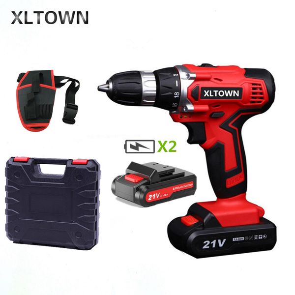 

xltown new 21v electric screwdriver with 2 battery rechargeable lithium battery electric screwdriver cordless drill power tools
