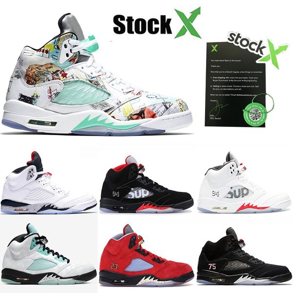 

2020 new arrival 5s trainer mens basketball shoes wings sup black white fashion designer sneakers off 7-13 (whit stock x, White;red