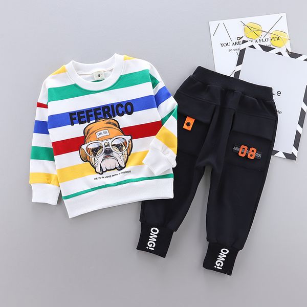 

2pcs/set kids clothing set cartoon dog design boys girls baby cloth set long sleeve hoodie coat + pant suits, Black