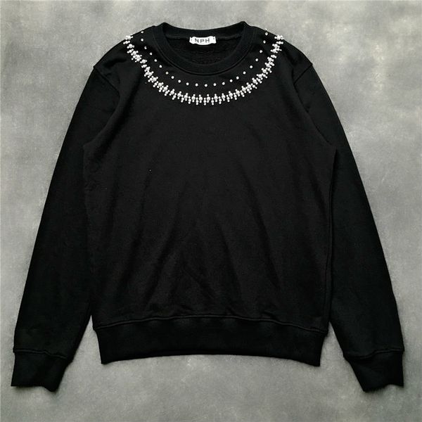 

mens designer hoodies givh5 new fashion brand luxury hand-made pearl-piercing and flash-drilling guard garment with neckline, Black