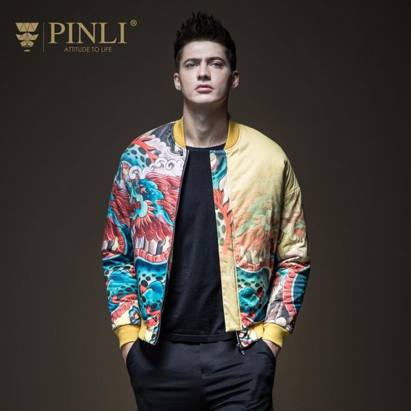 

mens winter jackets pinli product made men's chinese wind of new fund of 2018 winter baseball b184305576 collar printed coat, Black