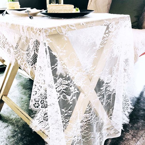 

36x300cm table runners for wedding white eyelash lace tablecloth floral table cloth boho wedding party supply home textile