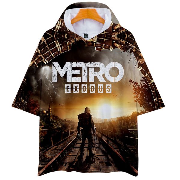 

new metro exodus 3d men's women's t shirt with hat fashion comfortable men/women metro exodus mens t-shirt with hat, Black