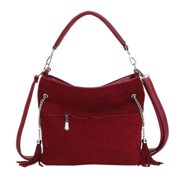 

autumn and winter new matte leather simple large-capacity fashion tassel messenger bag bucket type shoulder bag