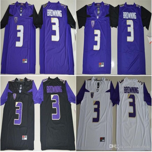 

huskies jake browning college football jerseys mens 3 jake browning stitched football shirts s-xxxl, Black