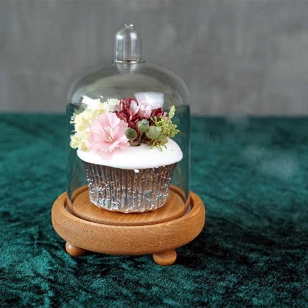 

new wood cupcake stand preserved flower dome wood base with pc dome party supplier for wedding other bakeware