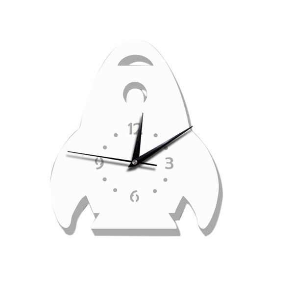 

3d cartoon spaceship wall clock art design diy silence home kids room decor diy