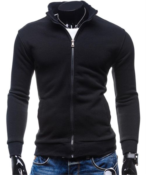 

trevor leiden 2018 men's sportswear jacket zippered solid color jacket sweatshirt hooded zipper male outerwear clothing, Black