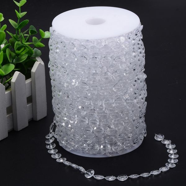 

3m 10mm white tranparent octagonal beads acrylic wedding party decors diamond crystal garland strand line hanging lights curtain