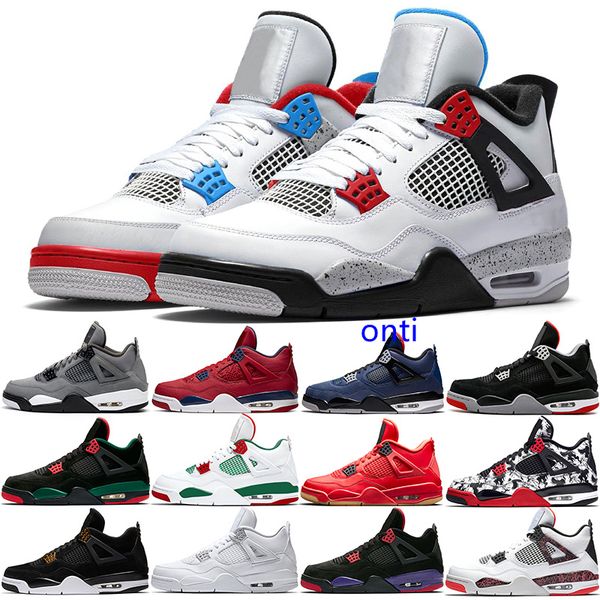 

4s men basketball shoes what the 4 wholesale chaussures bred fiba cool grey loyal blue ourdoor mens trainers sports sneakers size 40-47, Black
