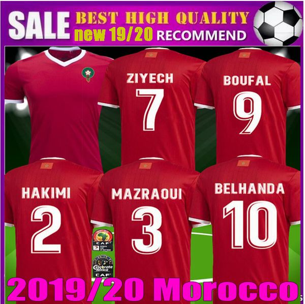 

Africa cup 2019 morocco occer jer ey 2020 home red ziyech hakimi mazraoui jer ey 19 20 ai boufal belhanda football hirt