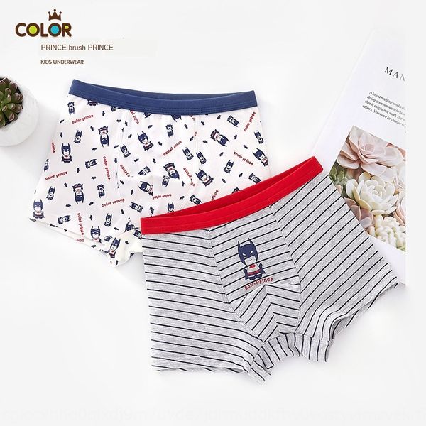 

20 brush underwear prince pure cotton children's underwear cartoon superman striped boy's boxer pants children's four corners, Black;white