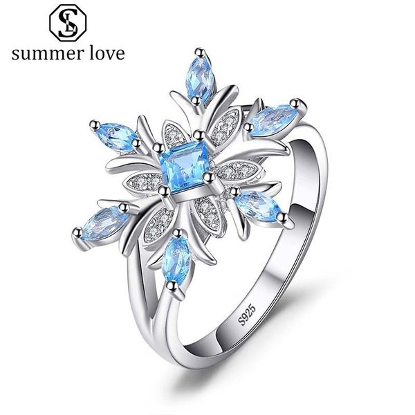 

новое прибытие светло-голубой цирконий свадьба обручальное кольцо для женщин дикая мода платиновое покрытие размер 6-10 кольцо мода ювелирны, Silver