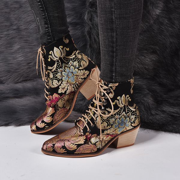 

tangnest slip on women ankle boots pointed toe pu leather low heels shoes woman booties high heels size 35-43, Black