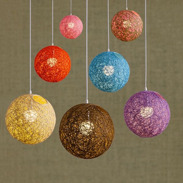 

bar cafe color art decor vintage rattan ball pendant chandelier lamp