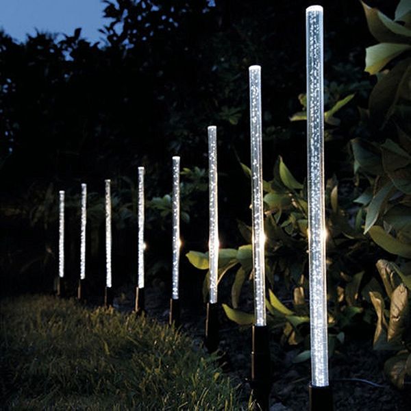

solar power tube lights lamps acrylic bubble pathway lawn landscape decoration garden stick stake light lamp set