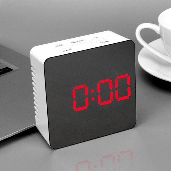 

led mirror alarm clock multi functional digital clock snooze display time night lcd light table deskreloj despertador /d