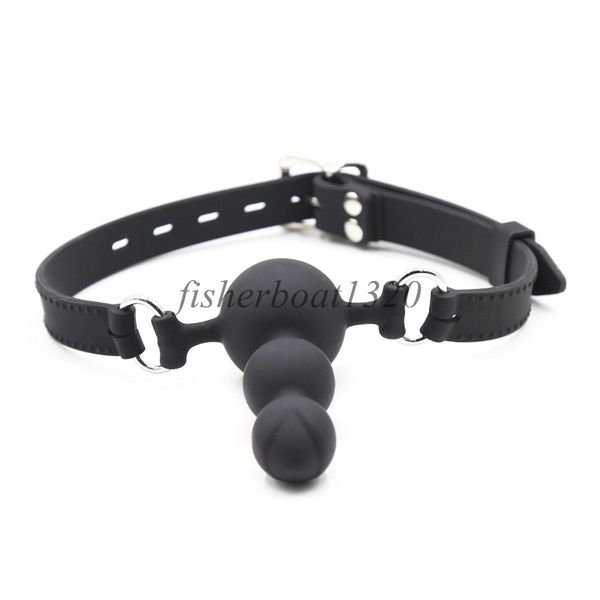 

silicone leather full mouth funny bead soft 876e strap adjustable restraint gag belt