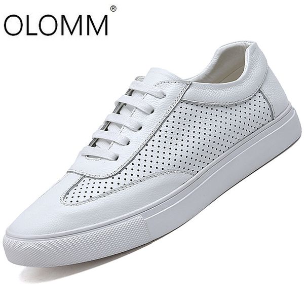 

summer 2019 mens hollow leather breathable fashion leather casual shoes loafers zapatos de hombre, Black