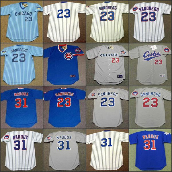 

chicago 23 ryne sandberg 31 maddux baseball jersey stitched, Black