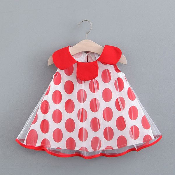 

2019 new infant kid children baby girls vestidos dresses clothes sleeveless dot print tulle dress princess dresses girl costume, Red;yellow