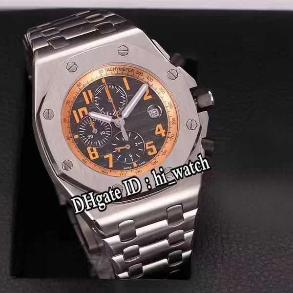 

royal 26170 япония кварцевый хронограф мужские часы стальной корпус оранжевый внутренний черный циферблат с циферблатом браслет из нержавеющ, Slivery;brown