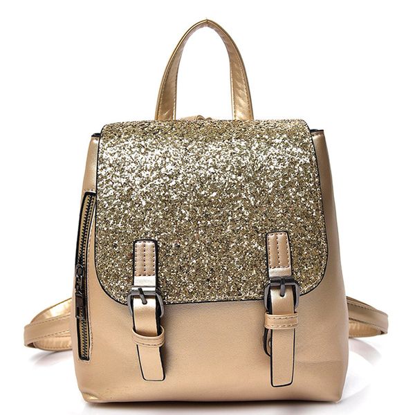

mini pu leather women backpack fashion backpack bling sequins small school backpacks gold bag for girls backpack women ing