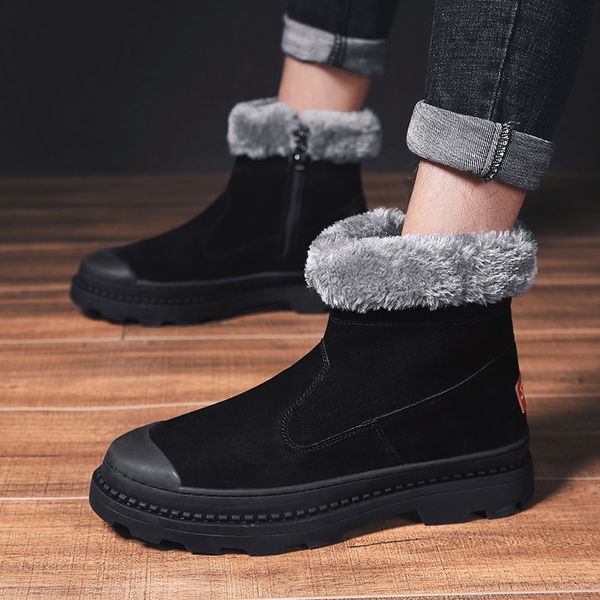 

2019 suede boots men winter shoes 30 degrees below zero snow boots men ankle warm winter male footwear black grey ka1824