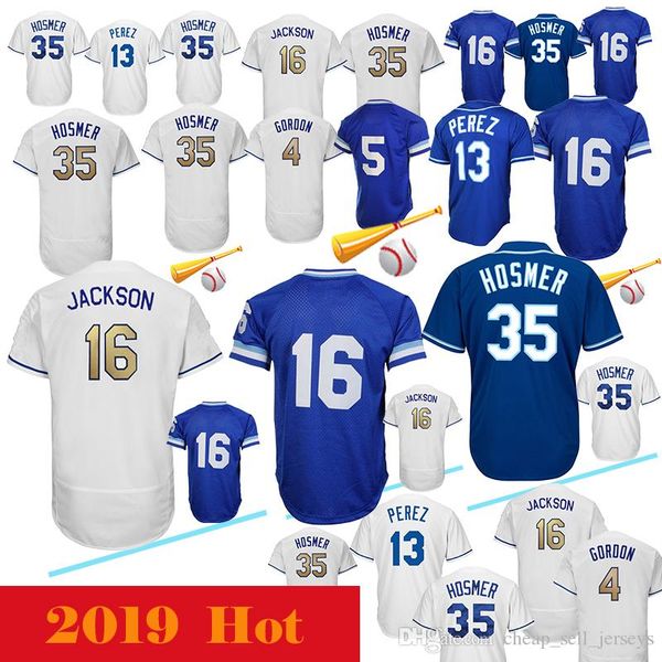 

Baseball Jersey 4 Alex Gordon 35 Eric Hosmer 13 Salvador Perez 16 Bo Jackson 5 George Brett embroidery
