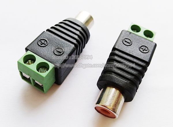 Adaptadores, CAT5 para câmera CCTV Video AV Balun Phono RCA Adaptador Conector Feminino, RCA-feminino para bloco de terminal / 10 pcs