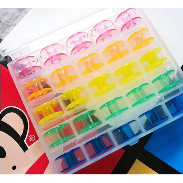 

sewing machine bobbin packing storage box 25 lattice multi-colored hollow bobbin 25 lattice transparent storage box, Black