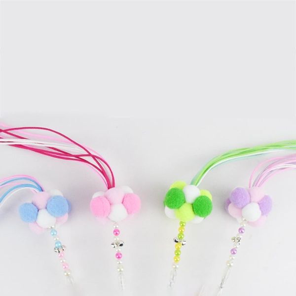

1pcs cat toys make a stick soft feather with small bell tease play interactive pet safe supplies
