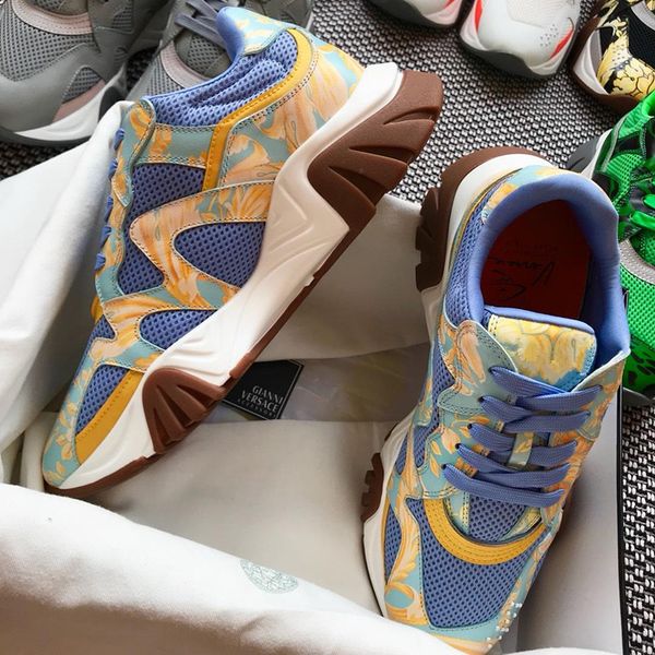 

2019 luxury designer shoes chain reaction casual shoes black white mesh rubber leather flat mens womens fashion sneakers