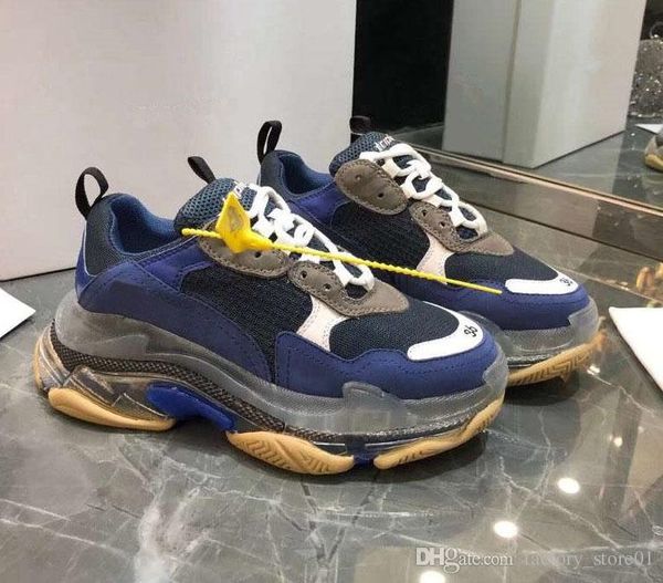 

paris green crystal bottom triple-s leisure shoes luxury dad shoes platform triple s sneakers men women chaussures grandpa trainer t05, Black