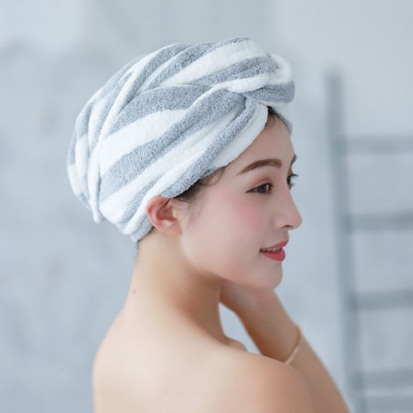 

thickening coral fleece hair drying towel super absorbent twist wrap shower cap turban hat for curly long & thick hair