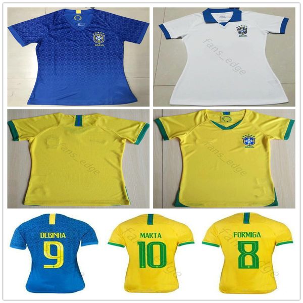 

2019 world cup women brasil soccer jerseys 10 marta 9 debinha adriana 7 andressa custom home away third female ladies girls football shirts, Black;yellow