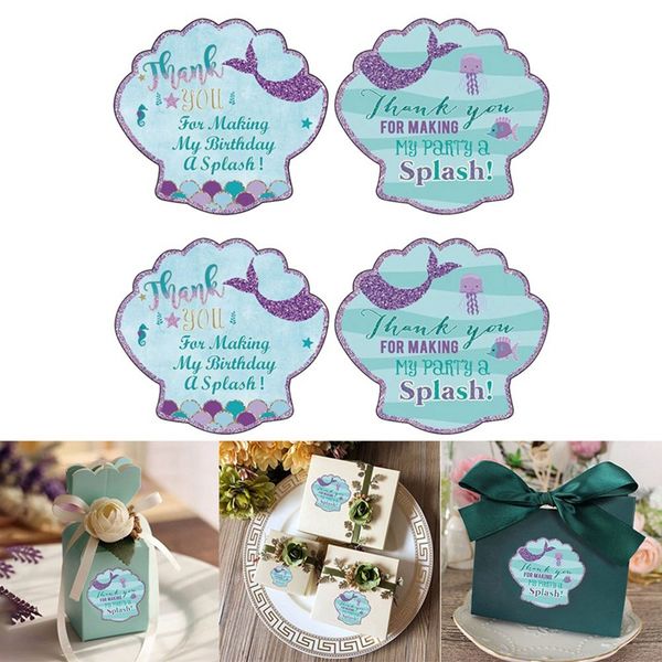 

40pcs/pack mermaid sticker thank you sea shell label party favors mermaid party birthday decorations