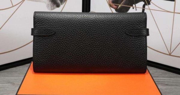 

Realfine888 3A 19.7 cm Kerry Taurillon телячья кожа длинный кошелек имеют логотип с мешком для пыли+коробка DHL Бесплатная доставка
