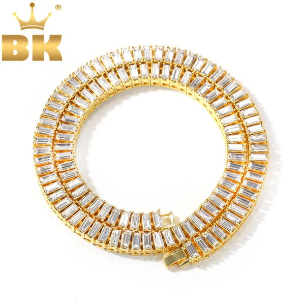 

the bling king baguette rhinestones fashion chain gold&silver color square iced out necklace hiphop men women jewelry
