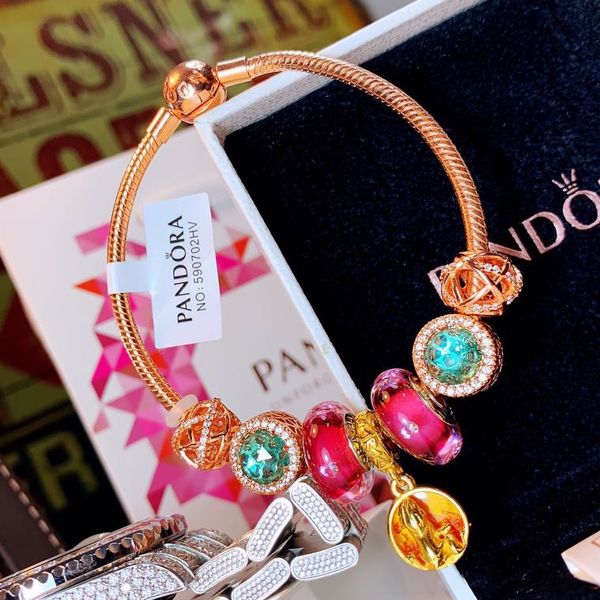 

designer bracelet pandoraed bracelet silver bracelet diamond gemstone decoration pandora 2019 luxury fashion accessories packaging gift box, Golden;silver