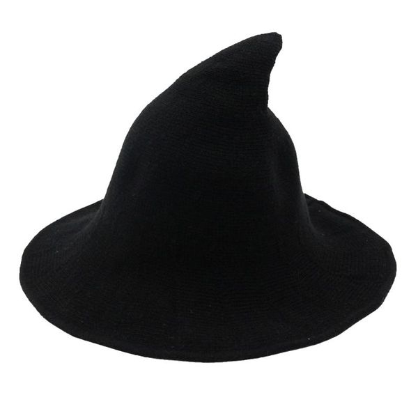

women cap festival halloween autumn winter solid hat witch party pointed all-match wide brim christmas, Blue;gray